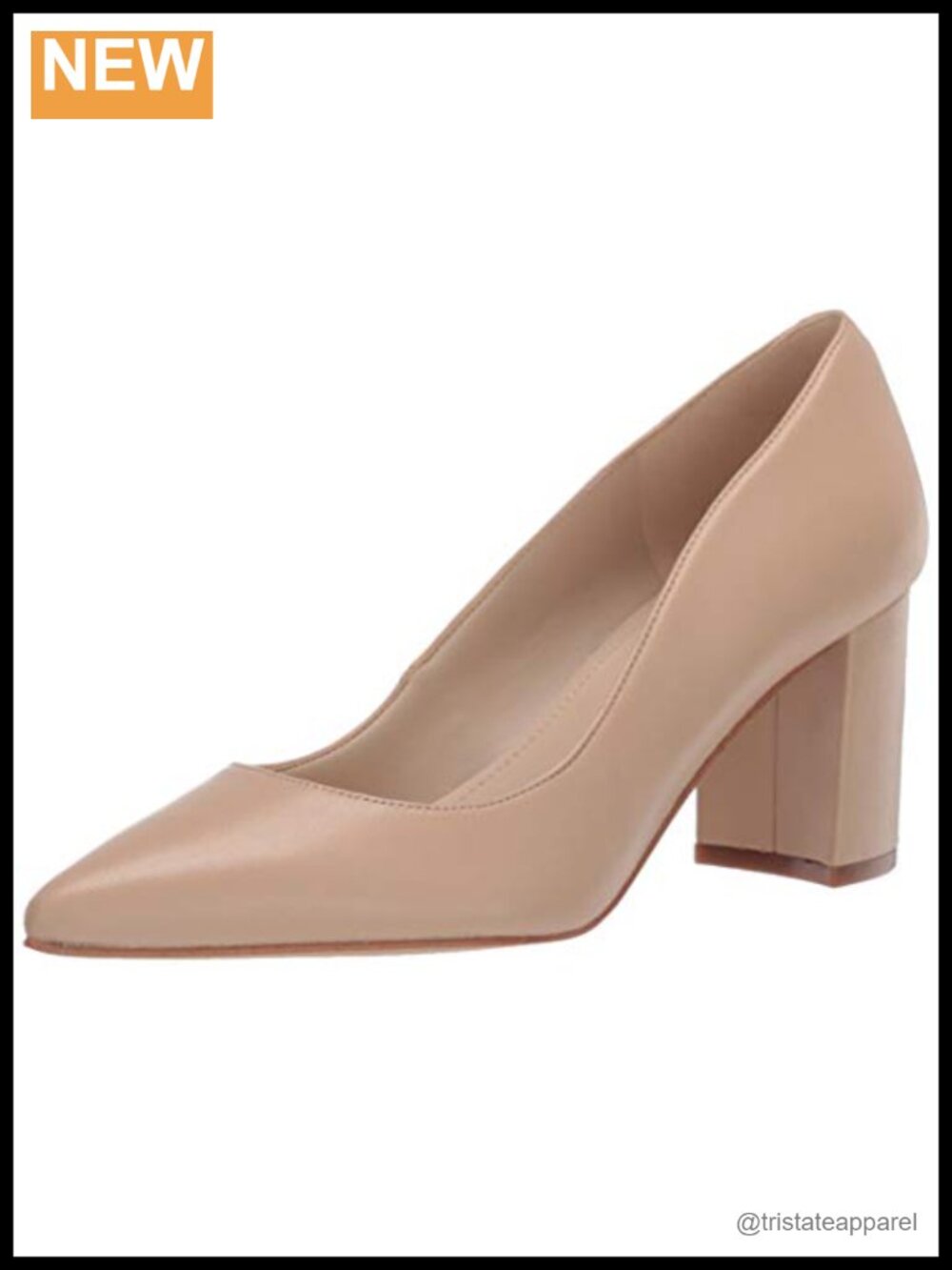 Pointy Toe Block Heel Synthetic Pump